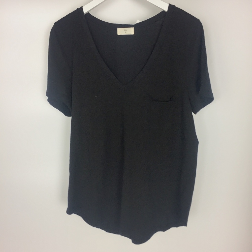 Anthropologie t.la Pocket Tee Black Cotton Shirt - Picture 2 of 7